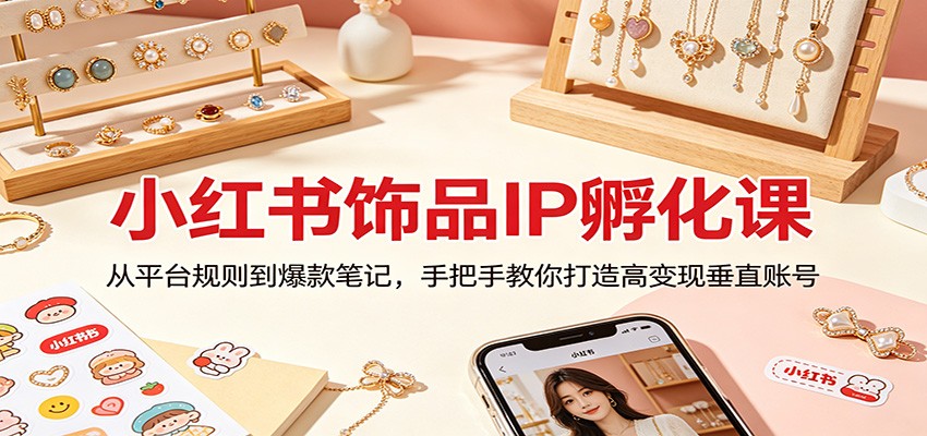 小红书饰品IP孵化课：从平台规则到爆款笔记，手把手教你打造高变现垂直账号-云讯网创