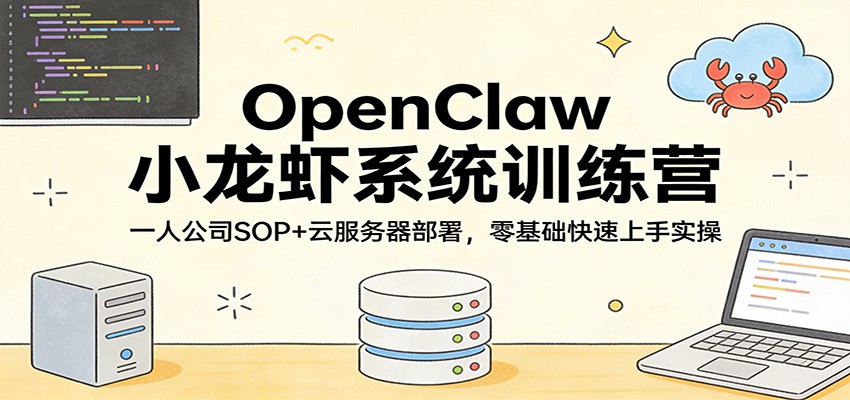 OpenClaw小龙虾系统训练营：一人公司SOP，云服务器部署，零基础快速上手实操-云讯网创