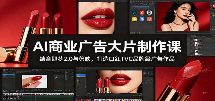 AI商业广告大片制作课:结合即梦2.0与剪映,打造口红TVC品牌级广告作品-云讯网创