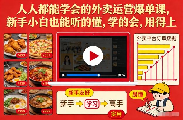 人人都能学会的外卖运营爆单课，新手小白也能听的懂，学的会，用得上-云讯网创