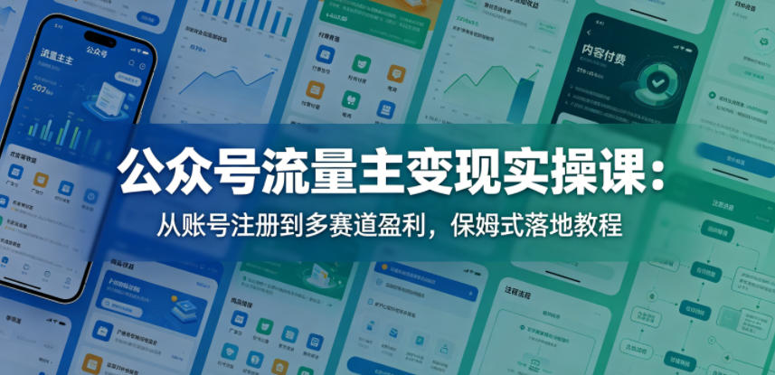 公众号流量主变现实操课：从账号注册到多赛道盈利，保姆式落地教程-云讯网创