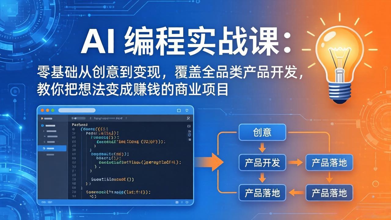 AI编程实战课-第三期-5月3更新：零基础从创意到变现，覆盖全品类产品开发，把想法变成赚钱项目-云讯网创