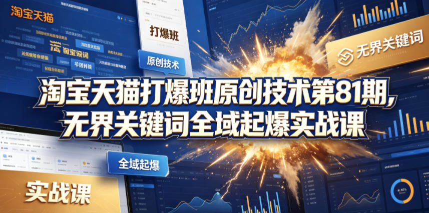 淘宝天猫打爆班原创技术第81期，无界关键词全域起爆实战课-云讯网创