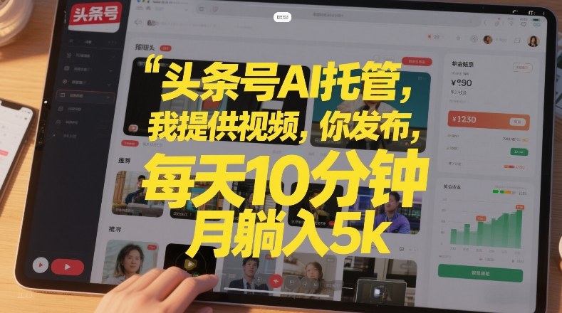 头条号AI托管，我提供视频，你发布，每天10分钟，月躺入5k+【揭秘】-云讯网创