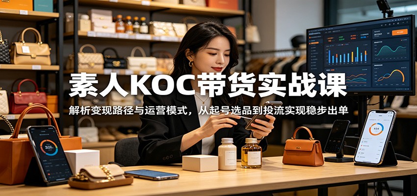 素人KOC带货实战课：解析变现路径与运营模式，从起号选品到投流实现稳步出单-云讯网创
