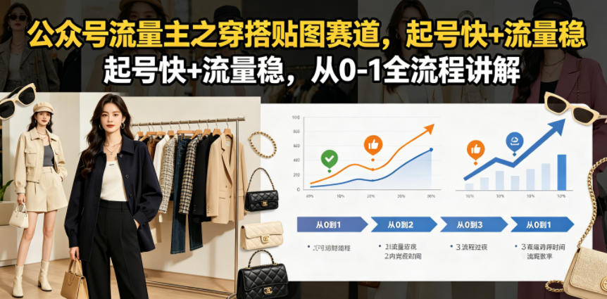 公众号流量主之穿搭贴图赛道，起号快+流量稳，从0-1全流程讲解-云讯网创