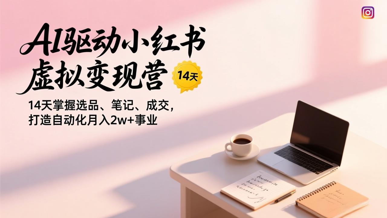 AI驱动小红书虚拟变现营，14天掌握选品、笔记、成交，打造自动化月入2w+事业-云讯网创
