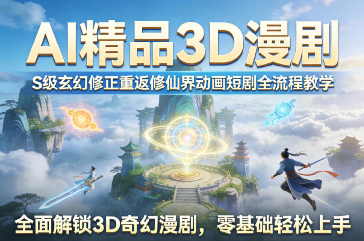 AI精品3D漫剧S级玄幻修正重返修仙界动画短剧全流程教学，全面解锁3D奇幻漫剧，零基础轻松上手-云讯网创