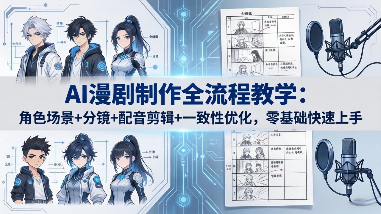 AI漫剧制作全流程教学：角色场景+分镜+配音剪辑+一致性优化，零基础快速上手-云讯网创