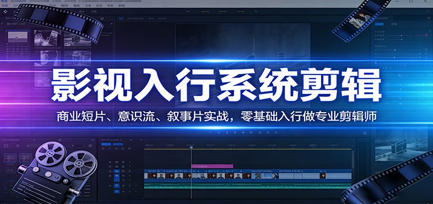 影视系统剪辑，商业短片、意识流、叙事片实战，零基础入行做专业剪辑师-云讯网创