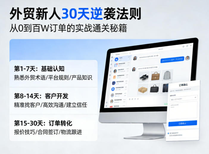 外贸新人30天逆袭法则，教你从0到百W订单的实战通关秘籍-云讯网创