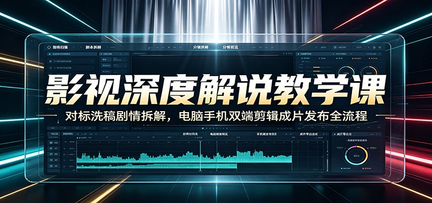 影视深度解说教学课：对标洗稿剧情拆解，电脑手机双端剪辑成片发布全流程-云讯网创