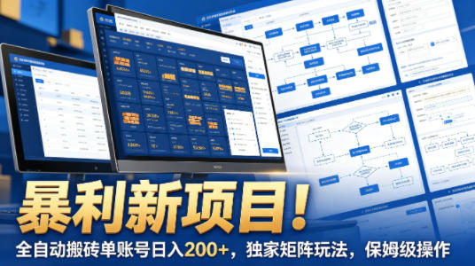 暴利新项目！全自动搬砖单账号日入200+，独家矩阵玩法，保姆级操作【揭秘】-云讯网创