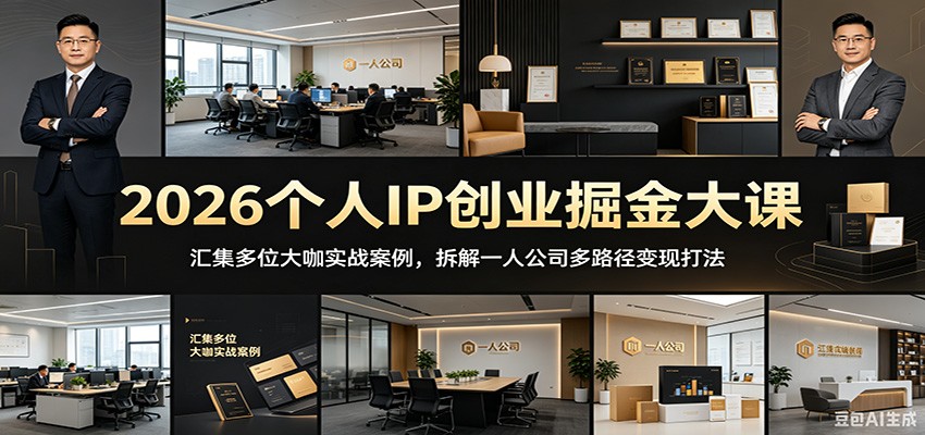2026个人IP创业掘金大课:汇集多位大咖实战案例,拆解一人公司多路径变现打法-云讯网创