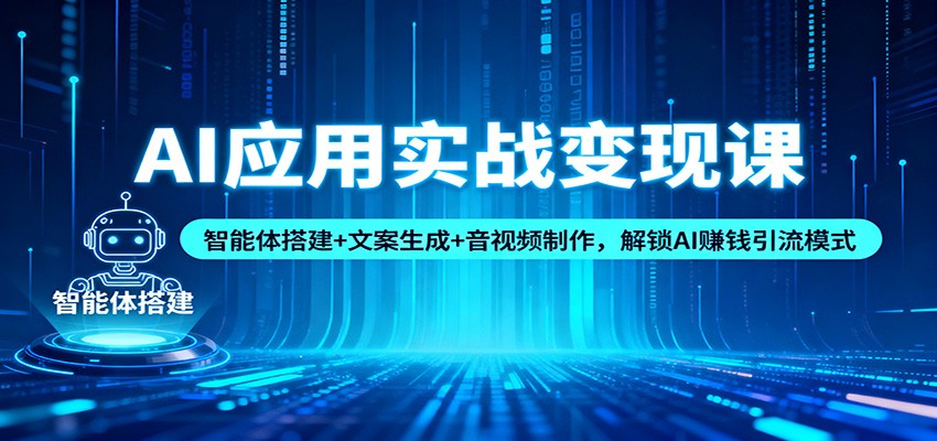 AI应用实战变现课：智能体搭建+文案生成+音视频制作，解锁AI赚钱引流模式-云讯网创