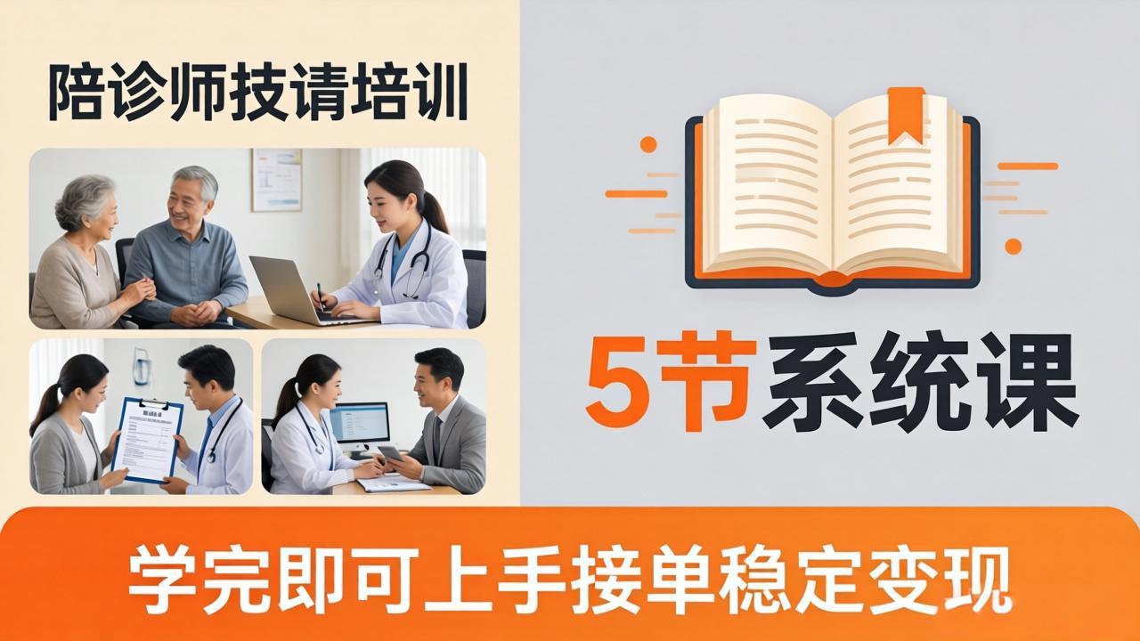 想做陪诊师不知从何下手？5节系统课教你掌握核心技能，学完即可上手接单稳定变现-云讯网创