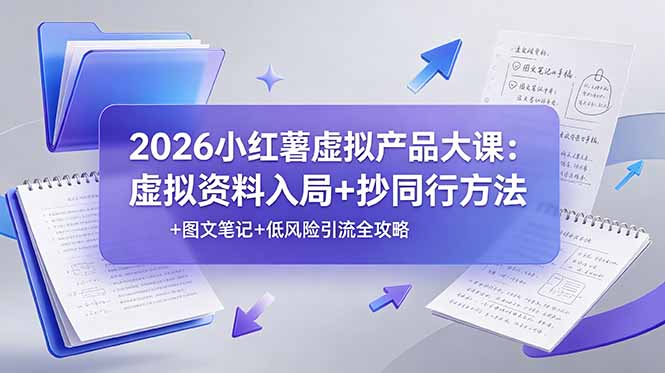 2026小红薯虚拟产品大课：虚拟资料入局+抄同行方法+图文笔记+低风险引流全攻略-云讯网创