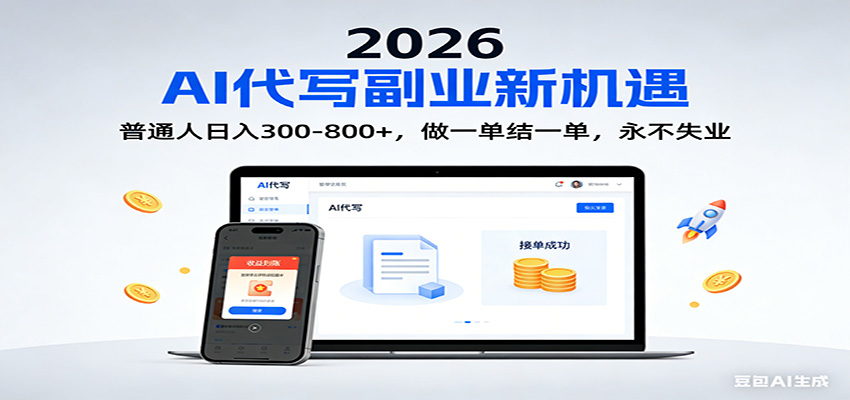 2026 副业首选！AI 代写日入 300-800，普通人0门槛，做一单结一单！-云讯网创