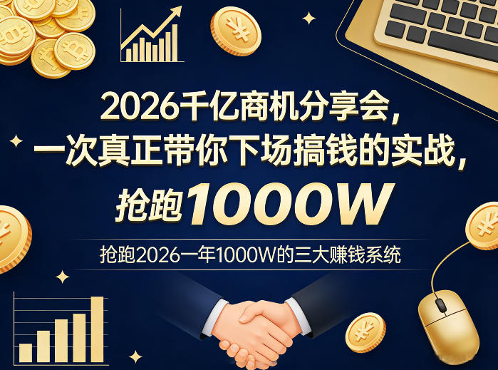2026千亿商机分享会，一次真正带你下场搞钱的实战，抢跑2026一年1000W的三大賺钱系统-云讯网创