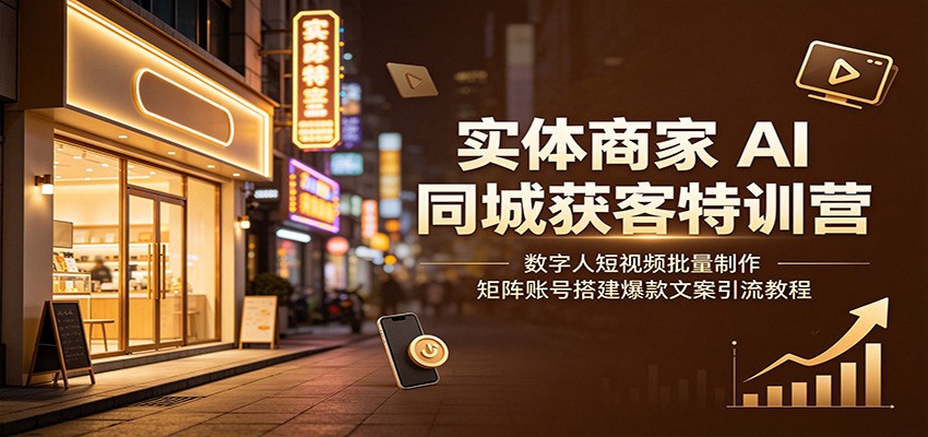 实体商家AI同城获客特训营：数字人短视频批量制作，矩阵账号搭建爆款文案引流教程-云讯网创