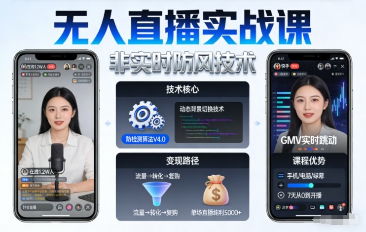 宝子哥无人直播实战课，非实时防风技术，聚焦抖音快手等平台直播带货，轻松开启直播变现之路(更新2026年5月02日)-云讯网创