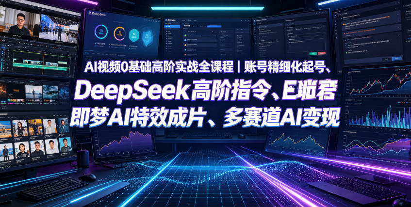 AI视频0基础高阶实战全课程｜账号精细化起号、DeepSeek高阶指令、即梦AI特效成片、多赛道AI短视频量产变现-云讯网创