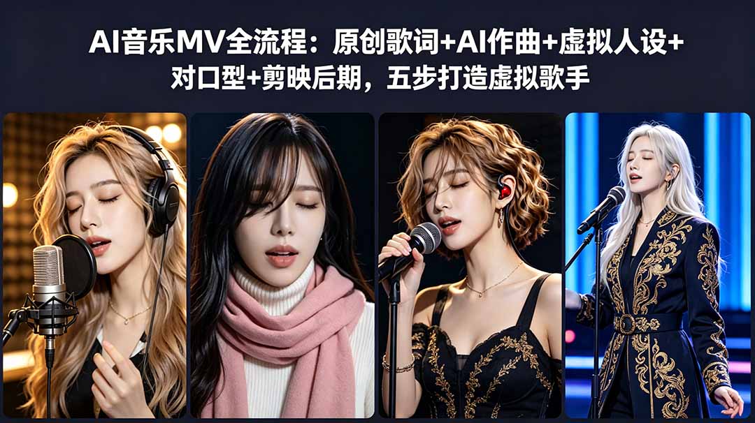 AI音乐MV全流程:原创歌词+AI作曲+虚拟人设+对口型+剪映后期,五步打造虚拟歌手-云讯网创