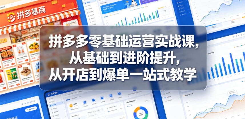 拼多多零基础运营实战课，从基础到进阶提升，从开店到爆单一站式教学-云讯网创