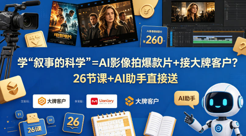 学《叙事的科学》=AI影像拍爆款片+接大牌客户？26节课+AI助手直接送【原创双语字幕】-云讯网创