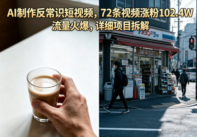 AI制作反常识短视频,72条视频涨粉102.4W,流量火爆,详细项目拆解-云讯网创