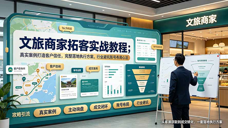 文旅商家拓客实战教程；真实案例打造客户信任，完整落地执行方案，行业避坑账号布局心法-云讯网创