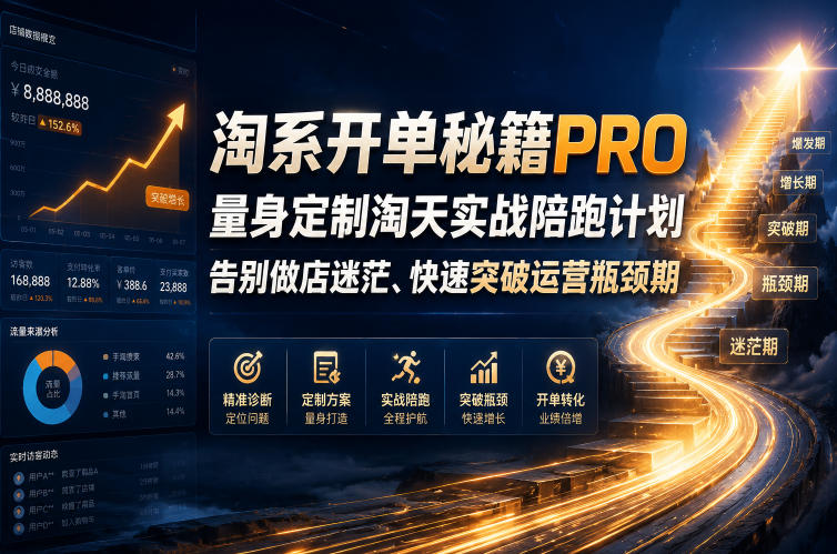 淘系开单秘籍PRO,量身定制淘天实战陪跑计划,告别做店迷茫、快速突破运营瓶颈期(20260715)-云讯网创