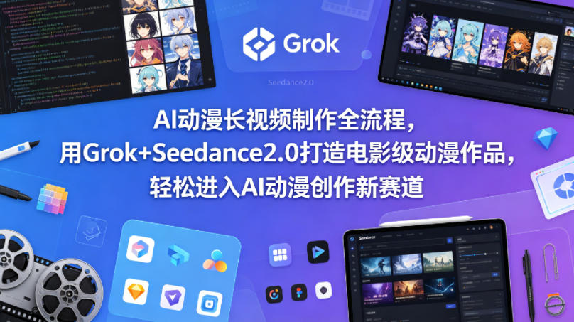 AI动漫长视频制作全流程，用Grok+Seedance2.0打造电影级动漫作品，轻松进入AI动漫创作新赛道-云讯网创