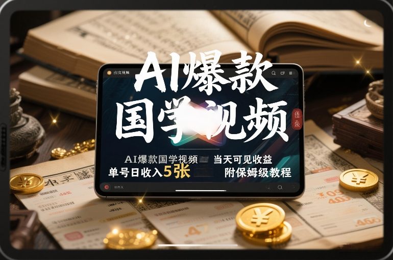 AI爆款国学视频，独家起号方法，小白直接上手，当天可见收益，单号日收入5张+附保姆级教程-云讯网创