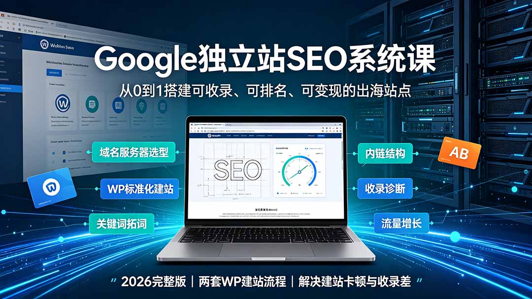 Google独立站SEO-7月系统课:出海基建×WordPress建站×AI内容生产×站内外优化×Search Console×AdSense变现-云讯网创