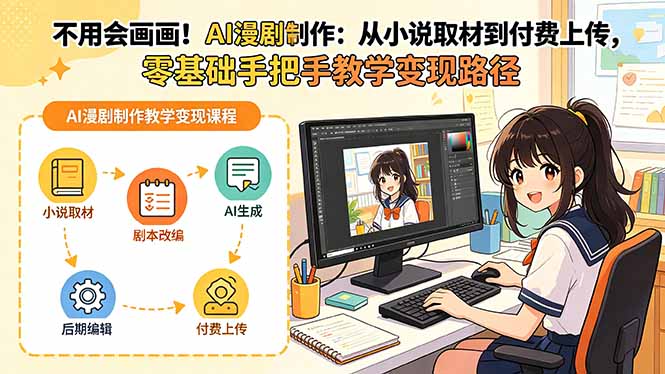 不用会画画!AI漫剧制作:从小说取材到付费上传,零基础手把手教学变现路径-云讯网创
