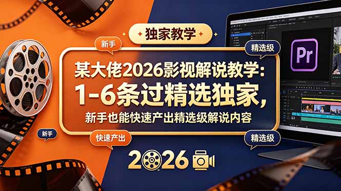某大佬2026影视解说教学：1-6条过精选独家，新手也能快速产出精选级解说内容-云讯网创