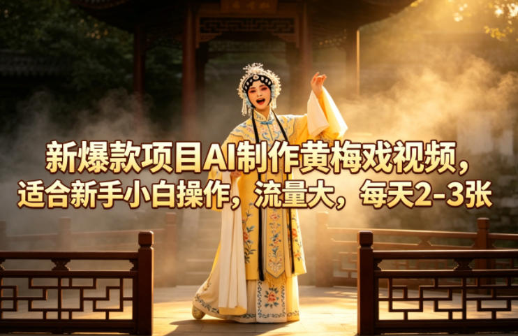 新爆款项目AI制作黄梅戏视频，适合新手小白操作，流量大，每天2-3张-云讯网创