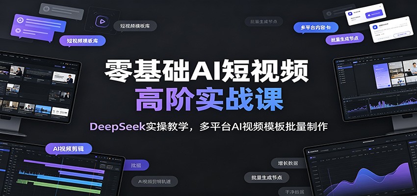零基础AI短视频高阶实战课：DeepSeek实操教学，多平台AI视频模板批量制作-云讯网创