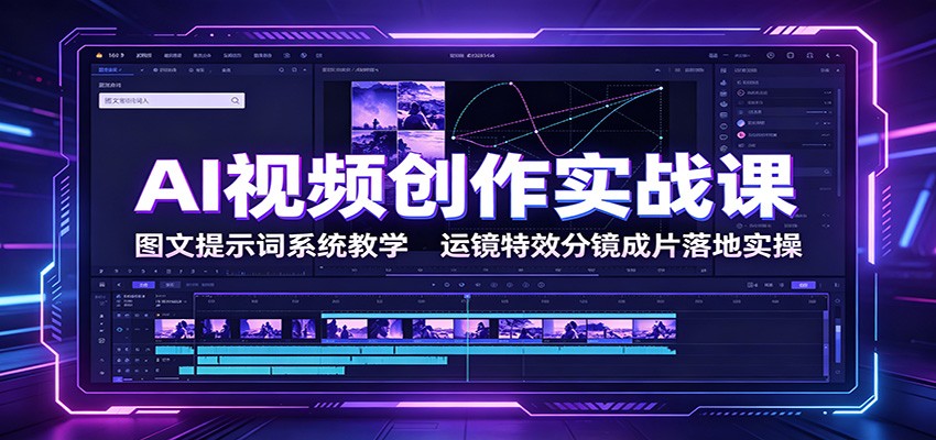 AI视频创作实战课：图文提示词系统教学，运镜特效分镜成片落地实操-云讯网创