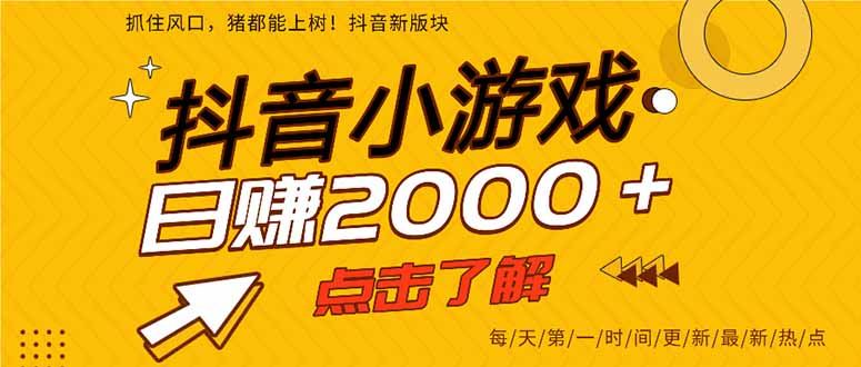 2025年爆火的抖音小游戏项目，一部手机日入2000+-云讯网创