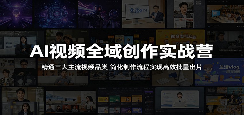AI视频全域创作实战营：精通三大主流视频品类，简化制作流程实现高效批量出片-云讯网创