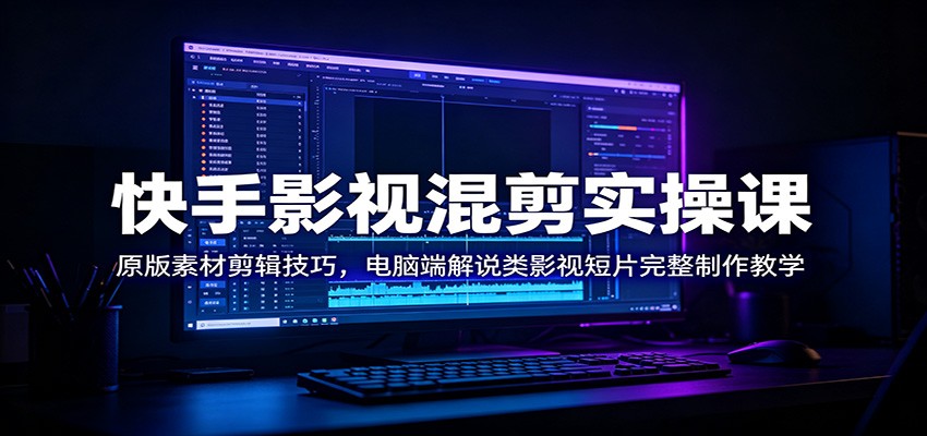 快手影视混剪实操课：原版素材剪辑技巧，电脑端解说类影视短片完整制作教学-云讯网创