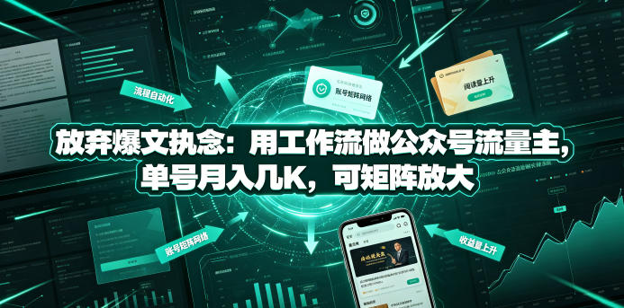 放弃爆文执念：用工作流做公众号流量主，单号月入几K，可矩阵放大-云讯网创