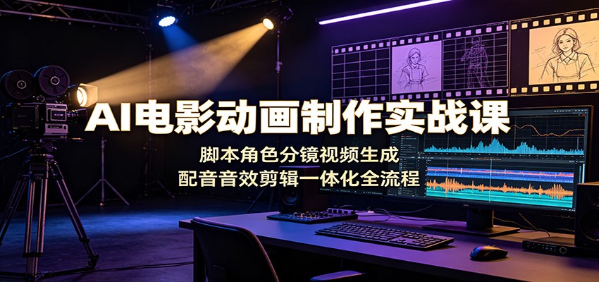 AI电影动画制作实战课：脚本角色分镜视频生成，配音音效剪辑一体化全流程-云讯网创