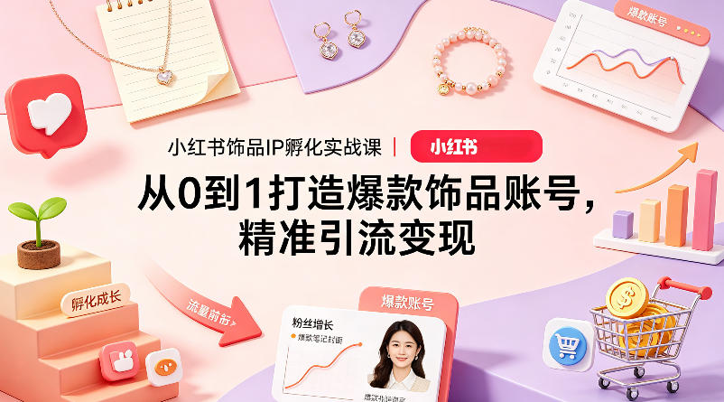 小红书饰品IP孵化实战课｜从0到1打造爆款饰品账号，精准引流变现-云讯网创