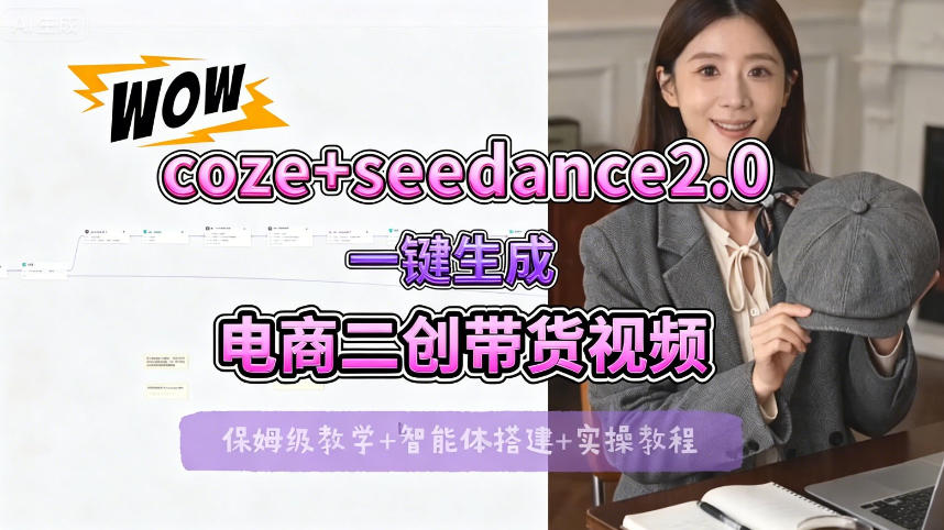 【Coze工作流搭建实操教程】seedance2.0+coze一键生成电商二创带货视频，全流程保姆级教学-云讯网创