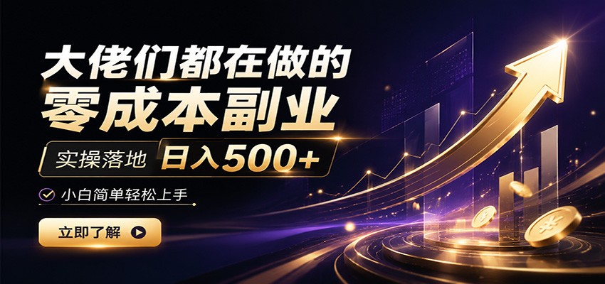 大佬们都在做的零成本副业，实操落地日入500+，小白一秒上手-云讯网创