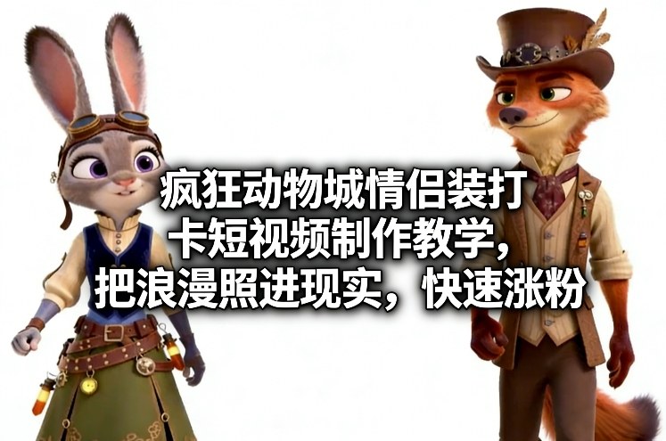 疯狂动物城情侣装打卡短视频制作教学，把浪漫照进现实，快速涨粉-云讯网创