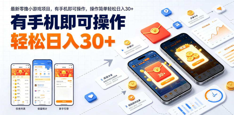最新零撸小游戏项目,有手机即可操作,操作简单轻松日入30+-云讯网创